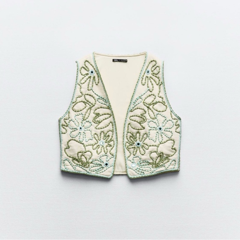 Zara Embroidered Floral Vest